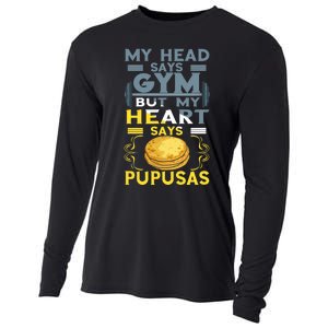 Pupusas Lover Gym Barbell Pupusas Heart El Salvadorian Food Cooling Performance Long Sleeve Crew