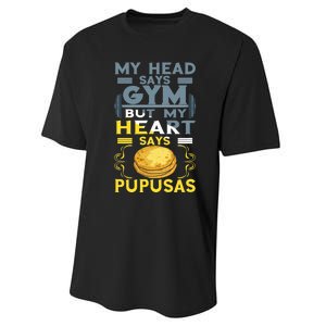 Pupusas Lover Gym Barbell Pupusas Heart El Salvadorian Food Performance Sprint T-Shirt