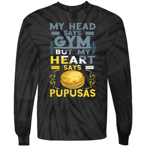 Pupusas Lover Gym Barbell Pupusas Heart El Salvadorian Food Tie-Dye Long Sleeve Shirt