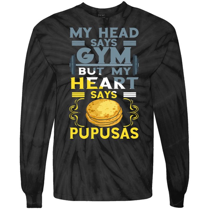 Pupusas Lover Gym Barbell Pupusas Heart El Salvadorian Food Tie-Dye Long Sleeve Shirt