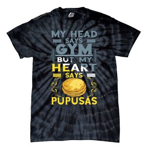 Pupusas Lover Gym Barbell Pupusas Heart El Salvadorian Food Tie-Dye T-Shirt