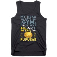 Pupusas Lover Gym Barbell Pupusas Heart El Salvadorian Food Tank Top