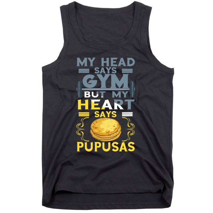 Pupusas Lover Gym Barbell Pupusas Heart El Salvadorian Food Tank Top