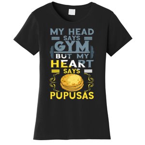 Pupusas Lover Gym Barbell Pupusas Heart El Salvadorian Food Women's T-Shirt