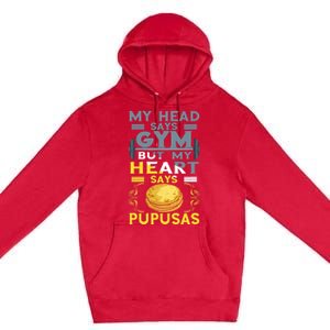 Pupusas Lover Gym Barbell Pupusas Heart El Salvadorian Food Premium Pullover Hoodie