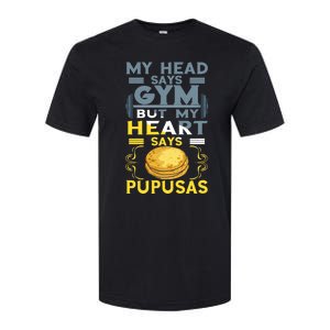 Pupusas Lover Gym Barbell Pupusas Heart El Salvadorian Food Softstyle CVC T-Shirt