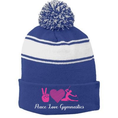 Peace Love Gymnastics Gift Stripe Pom Pom Beanie