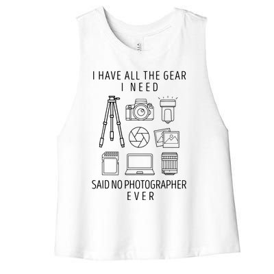 Photography Lover Gift Funny Camera Photographer Tee Women's Racerback Cropped Tank