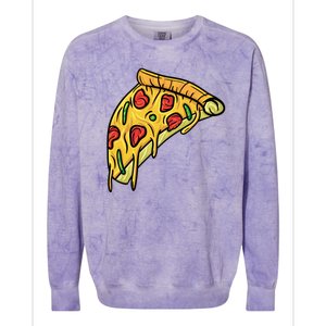 Pizza Lovers, Greasy Slice Of Pizza Colorblast Crewneck Sweatshirt