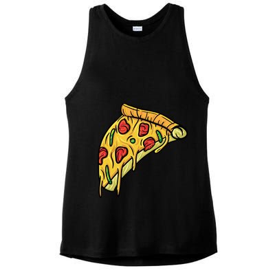 Pizza Lovers, Greasy Slice Of Pizza Ladies PosiCharge Tri-Blend Wicking Tank