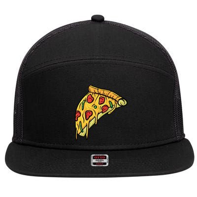 Pizza Lovers, Greasy Slice Of Pizza 7 Panel Mesh Trucker Snapback Hat