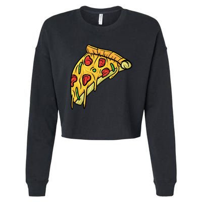Pizza Lovers, Greasy Slice Of Pizza Cropped Pullover Crew
