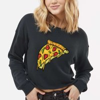 Pizza Lovers, Greasy Slice Of Pizza Cropped Pullover Crew
