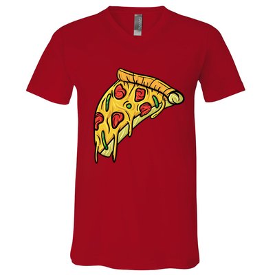 Pizza Lovers, Greasy Slice Of Pizza V-Neck T-Shirt
