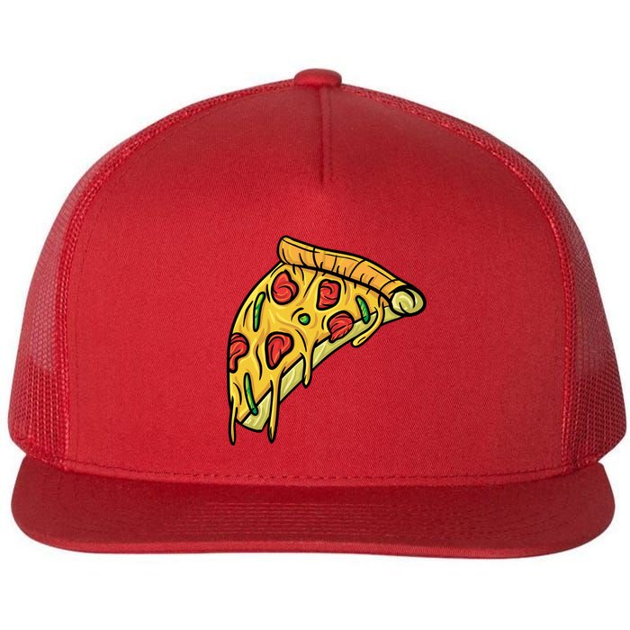 Pizza Lovers, Greasy Slice Of Pizza Flat Bill Trucker Hat