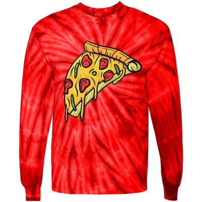 Pizza Lovers, Greasy Slice Of Pizza Tie-Dye Long Sleeve Shirt