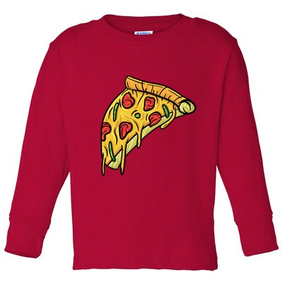 Pizza Lovers, Greasy Slice Of Pizza Toddler Long Sleeve Shirt