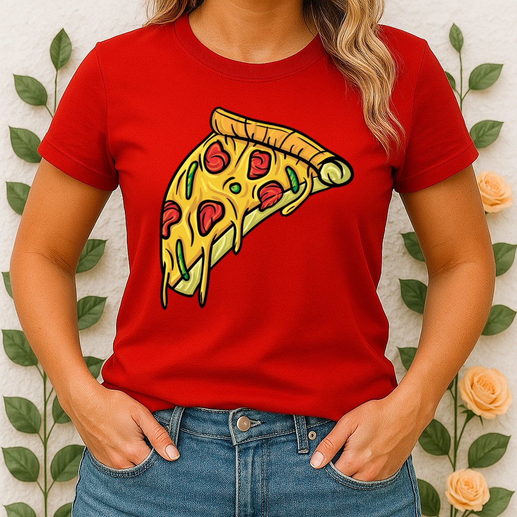 Pizza Lovers, Greasy Slice Of Pizza Womens T-Shirt