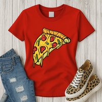 Pizza Lovers, Greasy Slice Of Pizza Womens T-Shirt