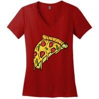 Pizza Lovers, Greasy Slice Of Pizza Women's V-Neck T-Shirt