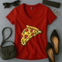 Pizza Lovers, Greasy Slice Of Pizza Women's V-Neck T-Shirt