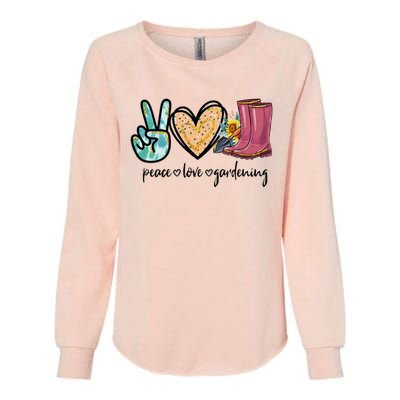 Peace Love Gardening Tools Flowers Garden Lover Fun Gardener Womens California Wash Sweatshirt