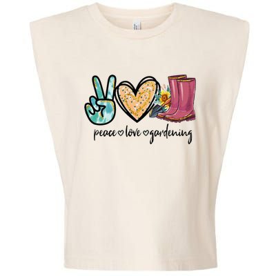 Peace Love Gardening Tools Flowers Garden Lover Fun Gardener Garment-Dyed Women's Muscle Tee