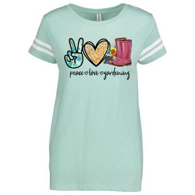 Peace Love Gardening Tools Flowers Garden Lover Fun Gardener Enza Ladies Jersey Football T-Shirt