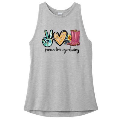 Peace Love Gardening Tools Flowers Garden Lover Fun Gardener Ladies PosiCharge Tri-Blend Wicking Tank