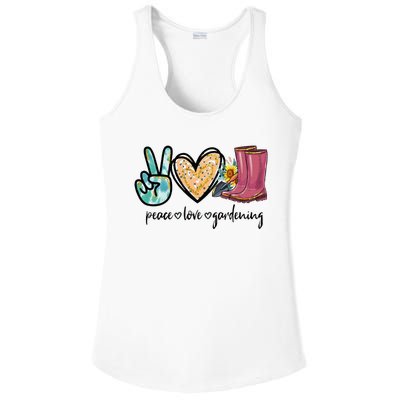 Peace Love Gardening Tools Flowers Garden Lover Fun Gardener Ladies PosiCharge Competitor Racerback Tank