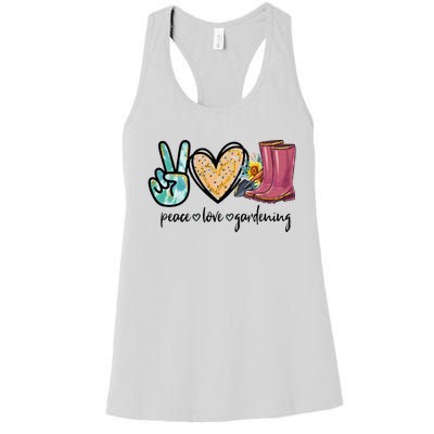 Peace Love Gardening Tools Flowers Garden Lover Fun Gardener Women's Racerback Tank