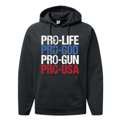 Pro Life God Gun USA Conservative Republican Pro America Performance Fleece Hoodie