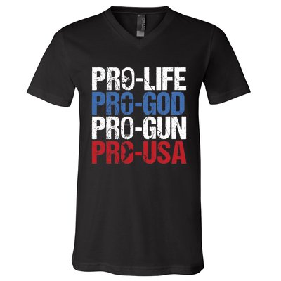 Pro Life God Gun USA Conservative Republican Pro America V-Neck T-Shirt