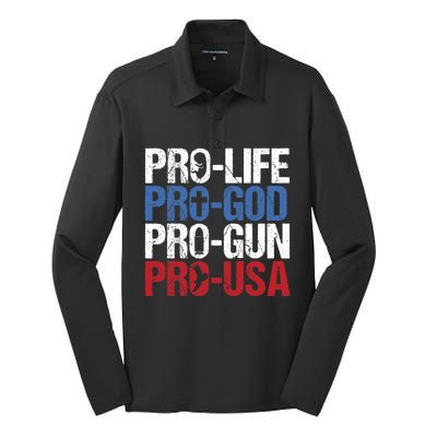 Pro Life God Gun USA Conservative Republican Pro America Silk Touch Performance Long Sleeve Polo