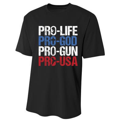 Pro Life God Gun USA Conservative Republican Pro America Performance Sprint T-Shirt