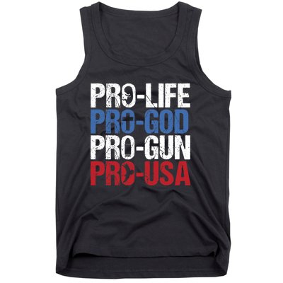 Pro Life God Gun USA Conservative Republican Pro America Tank Top