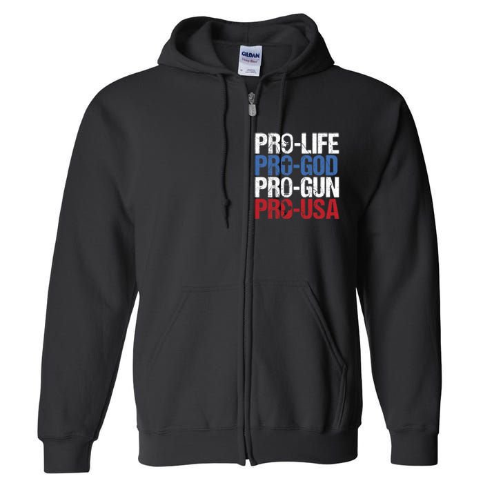 Pro Life God Gun USA Conservative Republican Pro America Full Zip Hoodie