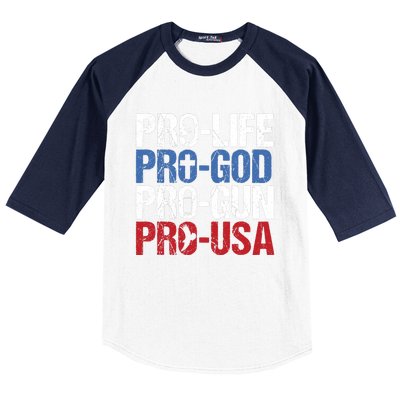 Pro Life God Gun USA Conservative Republican Pro America Baseball Sleeve Shirt