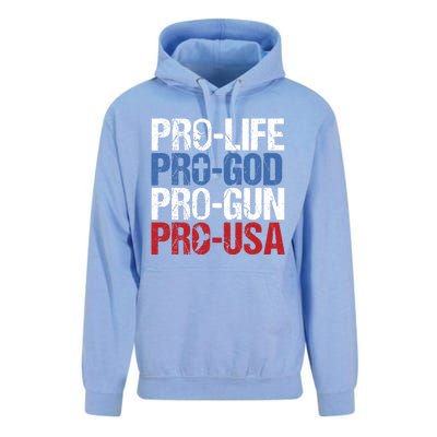 Pro Life God Gun USA Conservative Republican Pro America Unisex Surf Hoodie