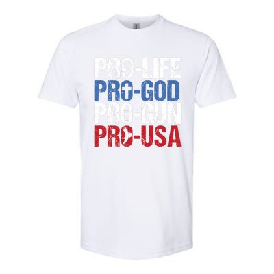 Pro Life God Gun USA Conservative Republican Pro America Softstyle CVC T-Shirt