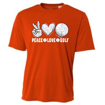 Peace Love Golf Funny Mommy Dad Son Daughter Gift Cooling Performance Crew T-Shirt