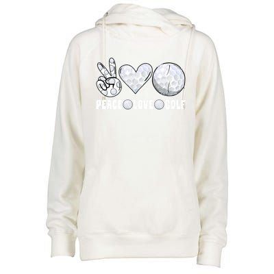 Peace Love Golf Funny Mommy Dad Son Daughter Gift Womens Funnel Neck Pullover Hood