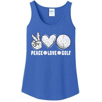 Peace Love Golf Funny Mommy Dad Son Daughter Gift Ladies Essential Tank