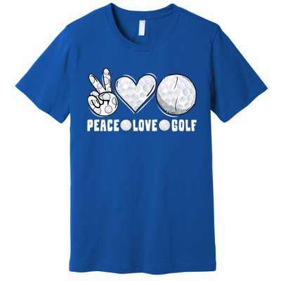 Peace Love Golf Funny Mommy Dad Son Daughter Gift Premium T-Shirt