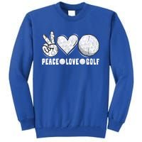 Peace Love Golf Funny Mommy Dad Son Daughter Gift Tall Sweatshirt