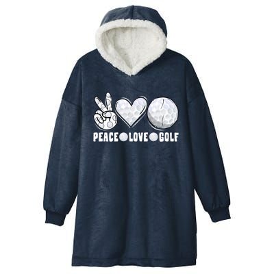 Peace Love Golf Funny Mommy Dad Son Daughter Gift Hooded Wearable Blanket