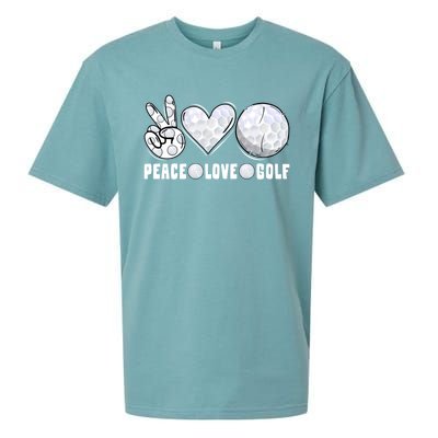 Peace Love Golf Funny Mommy Dad Son Daughter Gift Sueded Cloud Jersey T-Shirt