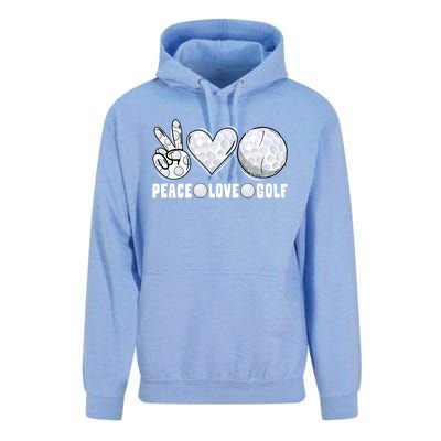 Peace Love Golf Funny Mommy Dad Son Daughter Gift Unisex Surf Hoodie