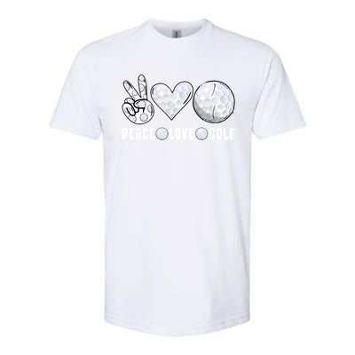 Peace Love Golf Funny Mommy Dad Son Daughter Gift Softstyle CVC T-Shirt