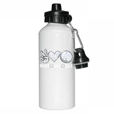 Peace Love Golf Funny Mommy Dad Son Daughter Gift Aluminum Water Bottle